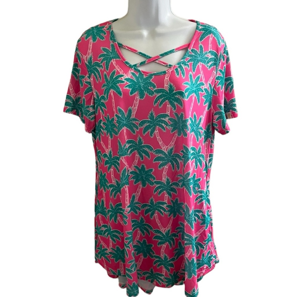 Simply southern criss cross palm tree dress large